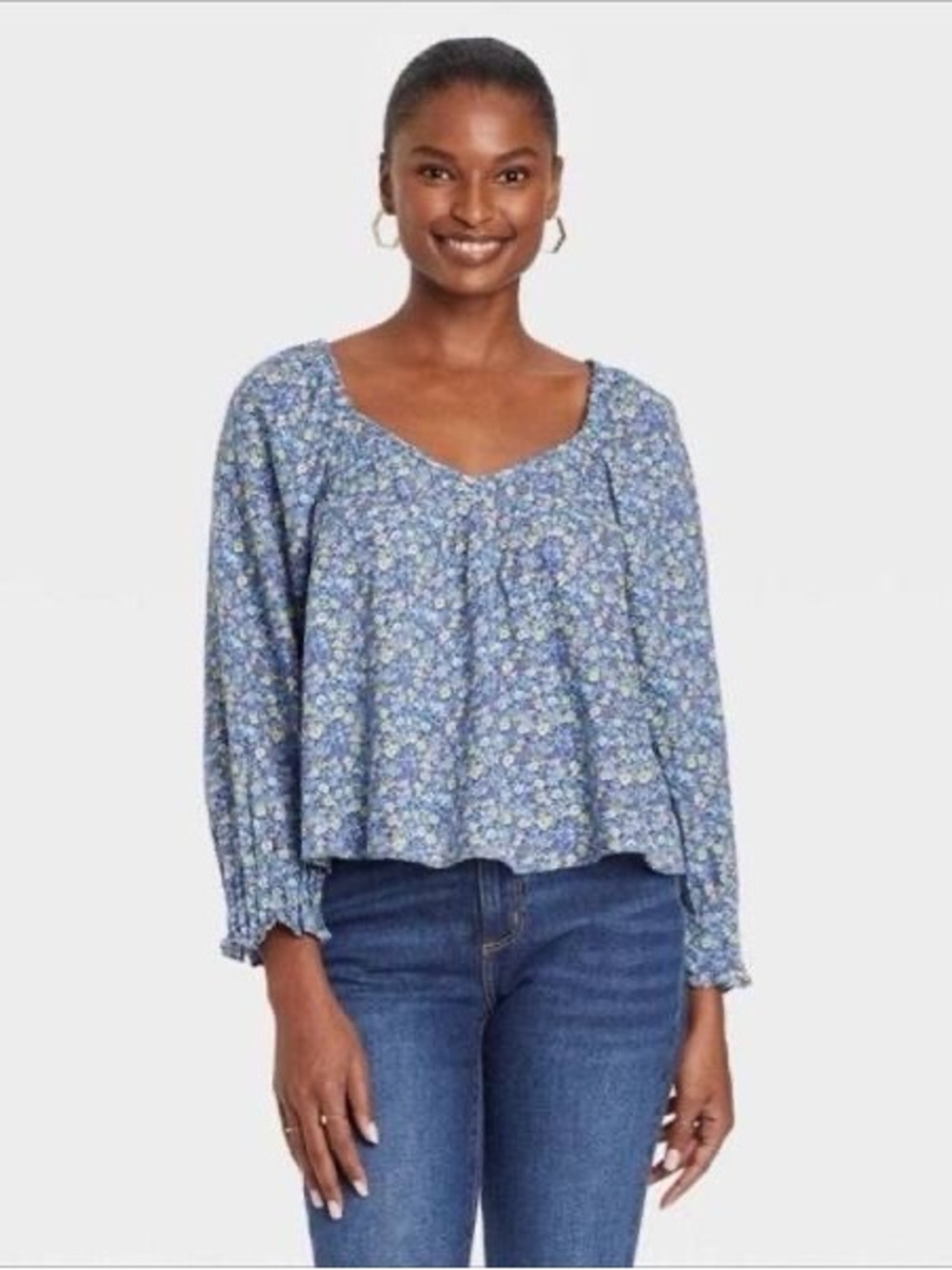 Universal Threads Puff Sleeve Floral Top Size Large